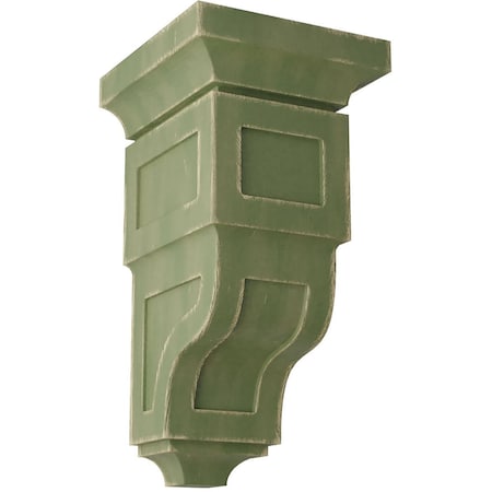 Ekena Millwork 7"W x 7 3/4"D x 14"H Jumbo Reyes Wood Vintage Decor Corbel, Restoration Green CORWD07X07X14RYGR